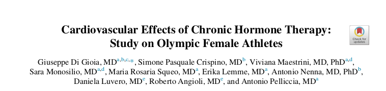 Cardiovascular Effects of Chronic Hormone Therapy: Study on Olympic Female Athletes