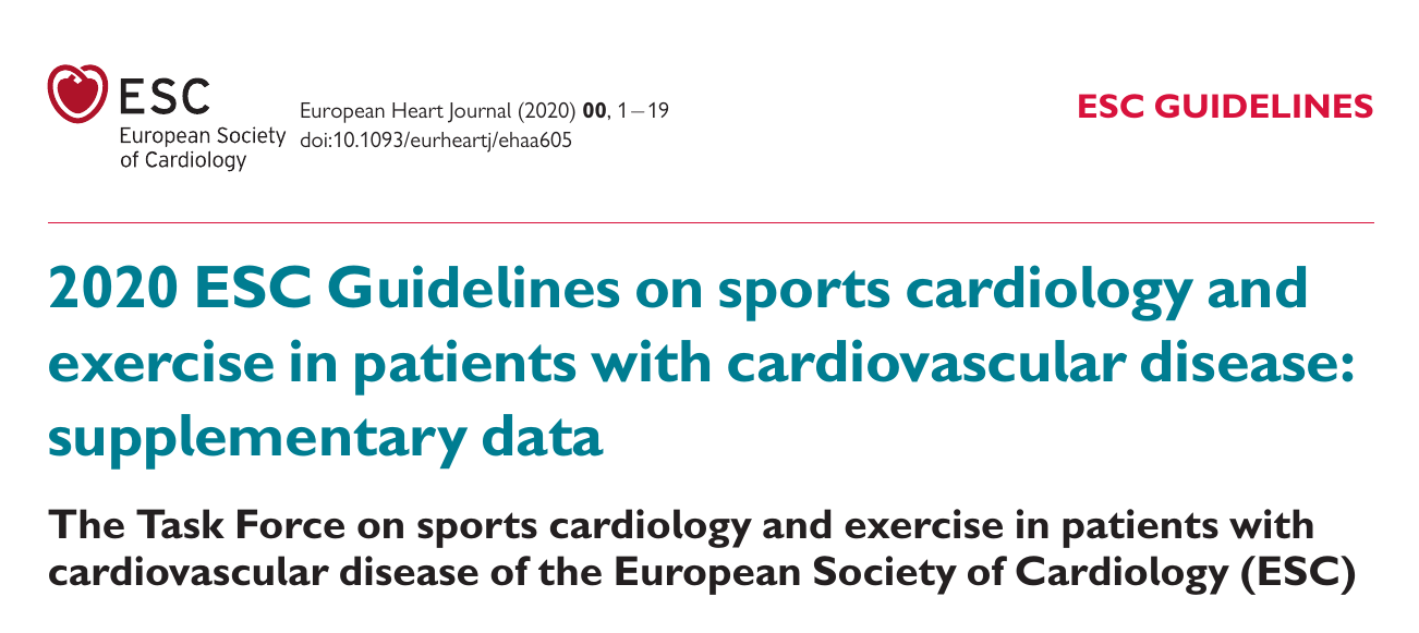 2020 ESC Guidelines on sports cardiology and exercise in patients with cardiovascular disease: supplementary data