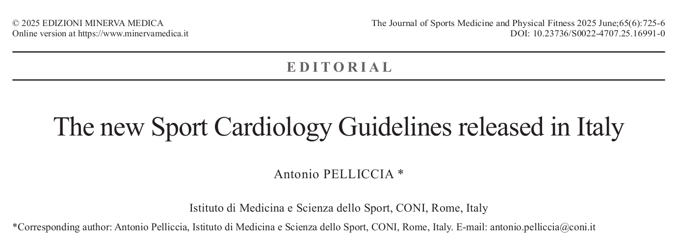 The new Sport Cardiology Guidelines released in Italy