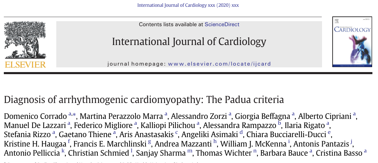 Diagnosis of arrhythmogenic cardiomyopathy: The Padua criteria