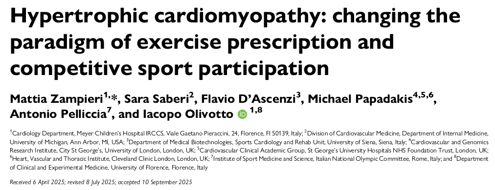 Hypertrophic cardiomyopathy: changing the paradigm of exercise prescription and competitive sport participation