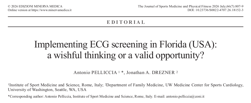 Implementing ECG screening in Florida (USA): a wishful thinking or a valid opportunity?