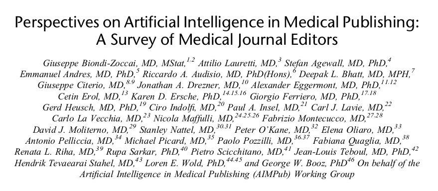 Perspectives on artificial intelligence in medical publishing: a survey of medical journal editors