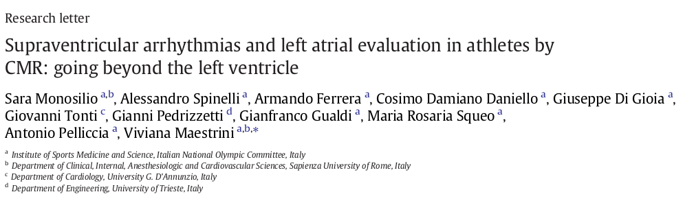 Supraventricular arrhythmias and left atrial evaluation in athletes by CMR: going beyond the left ventricle